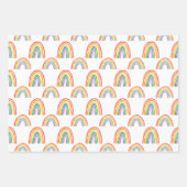 虹のハートと花のパターン ラッピングペーパーシート (正面3)