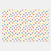 虹のハートと花のパターン ラッピングペーパーシート (正面2)