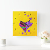 虹のハートと蝶 スクエア壁時計 (ホーム)