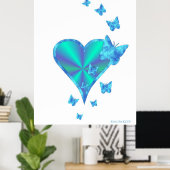 虹のハートと蝶 ポスター (ホームオフィス)