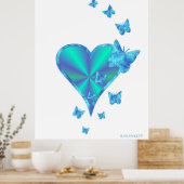 虹のハートと蝶 ポスター (キッチン)