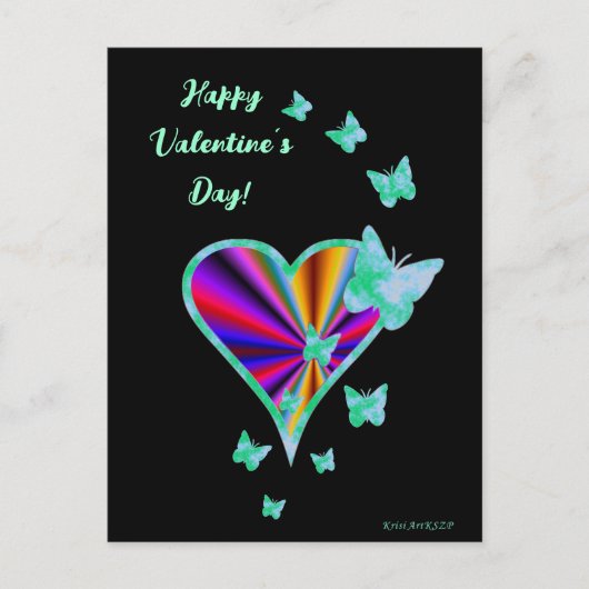 虹のハートと蝶 ポストカード (正面)