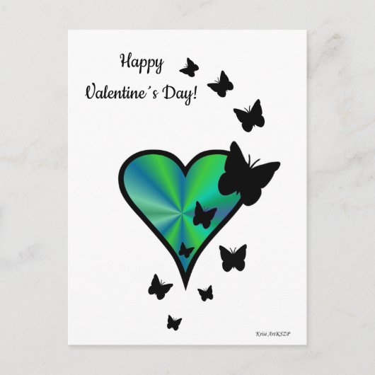 虹のハートと蝶 ポストカード (正面)
