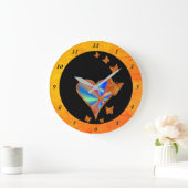 虹のハートと蝶 ラージ壁時計 (ホーム)