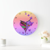 虹のハートと蝶 ラージ壁時計 (ホーム)