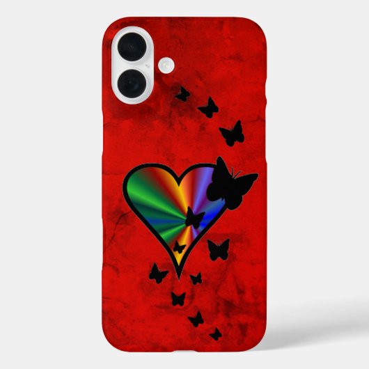 虹のハートと蝶 Case-Mate iPhoneケース (裏面)