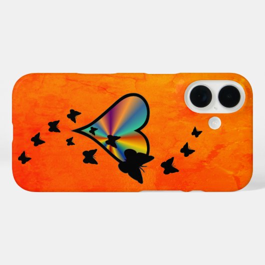 虹のハートと蝶 Case-Mate iPhoneケース (裏面 (横))