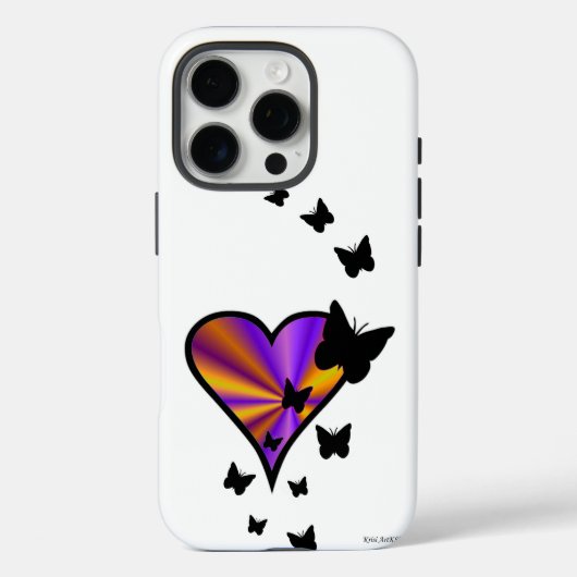 虹のハートと蝶 Case-Mate iPhoneケース (裏面)