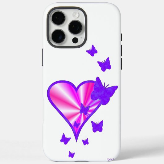 虹のハートと蝶 Case-Mate iPhoneケース (裏面)
