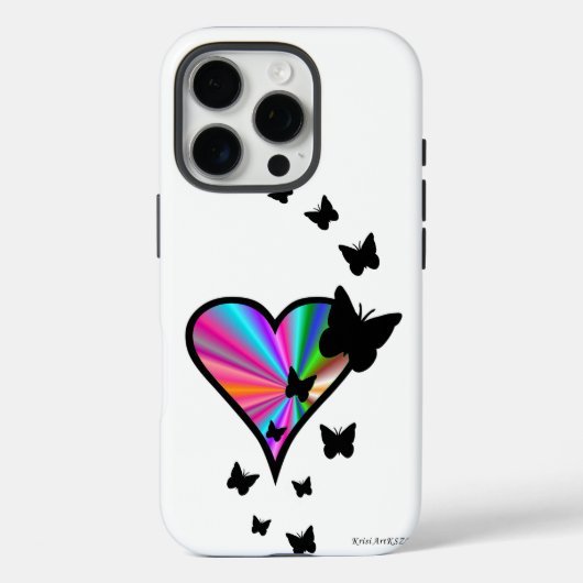 虹のハートと蝶 Case-Mate iPhoneケース (裏面)