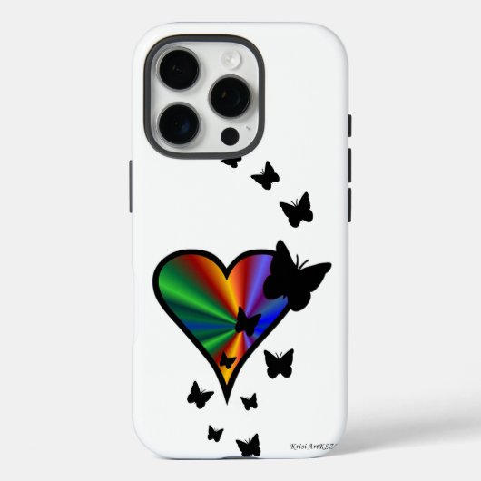 虹のハートと蝶 Case-Mate iPhoneケース (裏面)