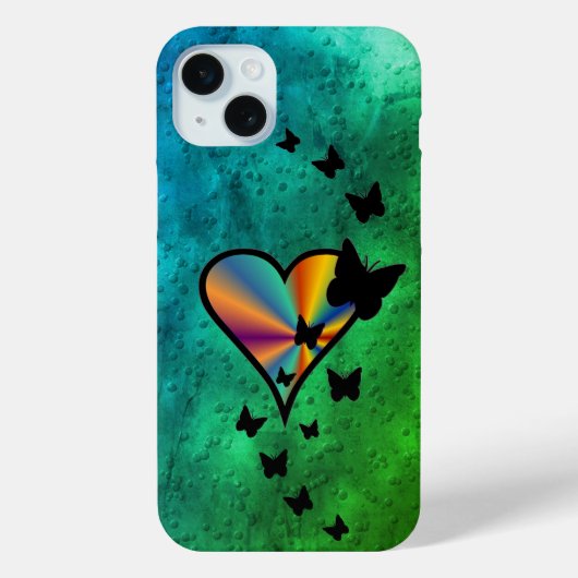 虹のハートと蝶 Case-Mate iPhoneケース (裏面)