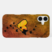 虹のハートと蝶 iPhoneケース (裏面横)