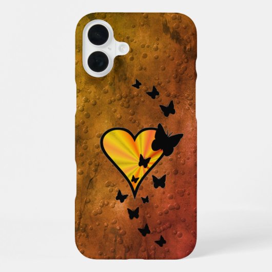 虹のハートと蝶 iPhoneケース (裏面)