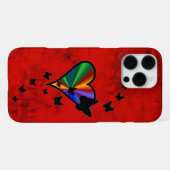 虹のハートと蝶 iPhoneケース (裏面横)