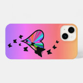 虹のハートと蝶 iPhoneケース (裏面横)