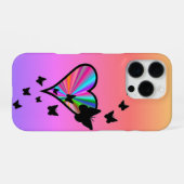 虹のハートと蝶 iPhoneケース (裏面横)