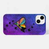 虹のハートと蝶 iPhoneケース (裏面横)