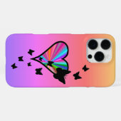 虹のハートと蝶 iPhoneケース (裏面横)