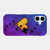 虹のハートと蝶 iPhone 16ケース (裏面横)