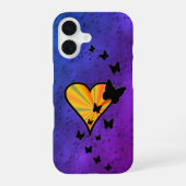 虹のハートと蝶 iPhone 16ケース (裏面)