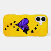 虹のハートと蝶 iPhone 16ケース (裏面横)