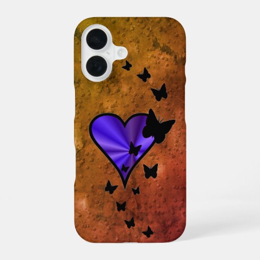 虹のハートと蝶 iPhone 16ケース (裏面)
