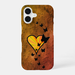 虹のハートと蝶 iPhone 16ケース