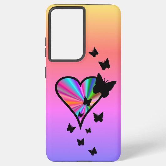 虹のハートと蝶 SAMSUNG GALAXYケース (裏面)