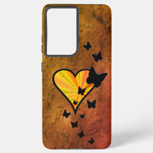 虹のハートと蝶 SAMSUNG GALAXY S21+ケース