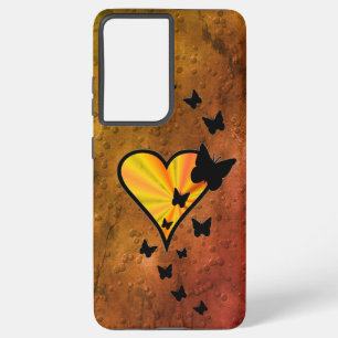 虹のハートと蝶 SAMSUNG GALAXY S21 ULTRAケース