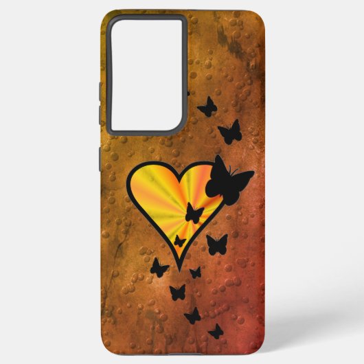 虹のハートと蝶 SAMSUNG GALAXYケース (裏面)
