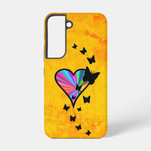 虹のハートと蝶 SAMSUNG GALAXY S22ケース
