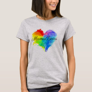 虹のハートのお母さんのTシャツ Tシャツ