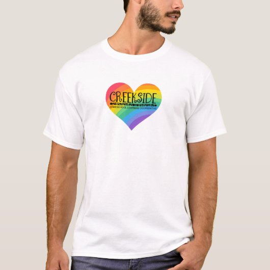 虹のハートの中のcreeksideロゴ tシャツ (正面)