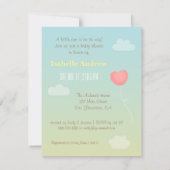 虹のハートの気球の男の子のベビーシャワー招待状 招待状 (裏面)