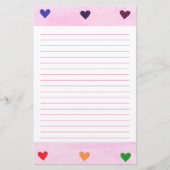 虹のハートは文房具を並べました 便箋 (正面)