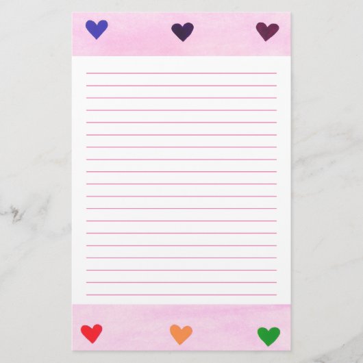 虹のハートは文房具を並べました 便箋 (正面)