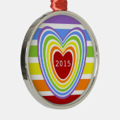 虹のハートは縞で飾り、 メタルオーナメント (右)