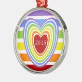 虹のハートは縞で飾り、 メタルオーナメント (左)
