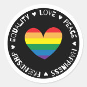 虹のハートバッジ ラウンドシール (正面)