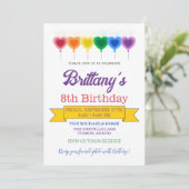 虹のハートバルーン少女の誕生日パーティー 招待状 (スタンド正面)