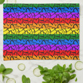 虹のハートパターン キッチンタオル (折り畳み)