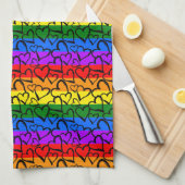 虹のハートパターン キッチンタオル (四つ折り)