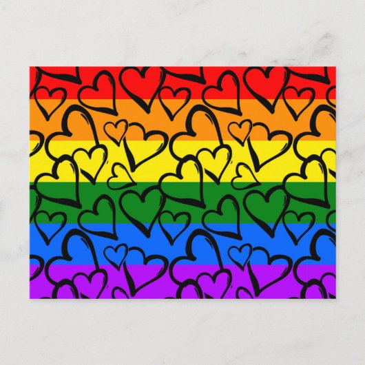 虹のハートパターン シーズンポストカード (正面)