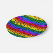 虹のハートパターン ペーパープレート (アングル)