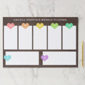 虹のハート及び木製の穀物-週間プランナー ペーパーパッド (インサイチュ)