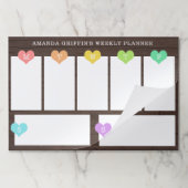 虹のハート及び木製の穀物-週間プランナー ペーパーパッド (折り畳み)