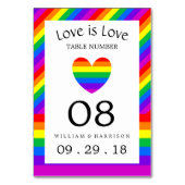 虹のハート愛は愛のテーブ結婚ル番号である。 テーブルナンバー (正面)