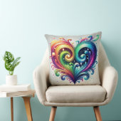 虹のハート渦巻き明るい色 クッション (椅子)
